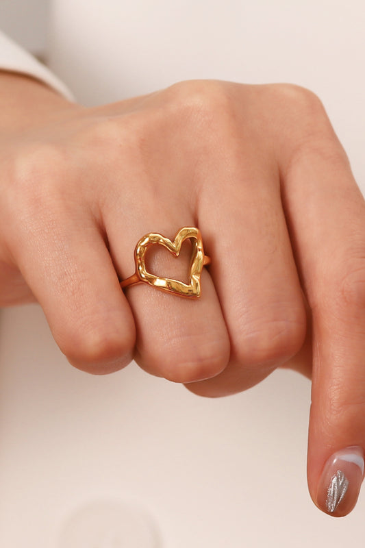 18K Gold Plated Heart-Shaped Ring