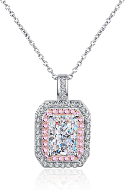 1 Carat Moissanite Geometric Pendant Chain Necklace