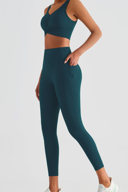 Wide Waistband Sports Leggings with Pockets