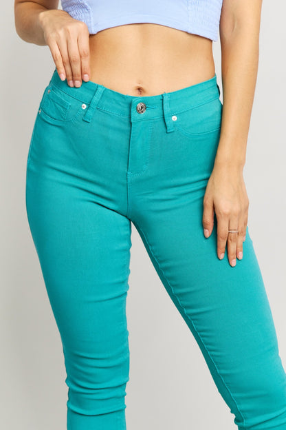 YMI Jeanswear Kate Hyper-Stretch Full Size Mid-Rise Skinny Jeans in Sea Green