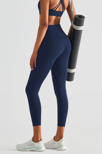 Wide Waistband Sports Leggings with Pockets